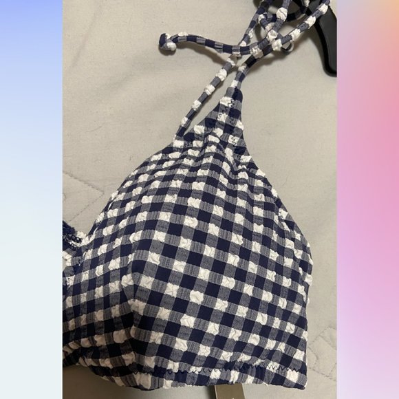 NWT J.Crew Shoulder-tie French Bikini Top Gingham - Picture 6 of 8
